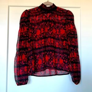 BB DAKOTA STEVE MADDEN black and red sheer mock turtle neck